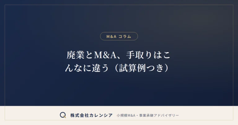 廃業とM&A、手取りはこんなに違う（試算例つき）